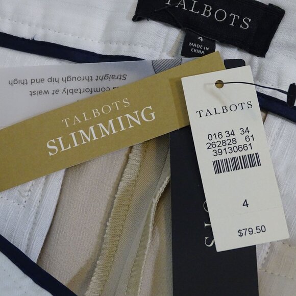 Talbots Women Slimming Heritage Khaki Beige Pants Size 4 Stretch Slim Leg NEW - Picture 8 of 14
